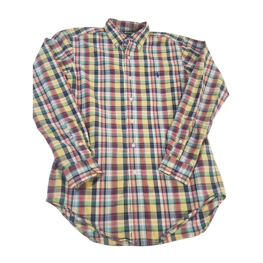 Ralph Lauren Button Up Long Sleeve Shirt Mens Multicolor‎ S Plaid Classic Fit